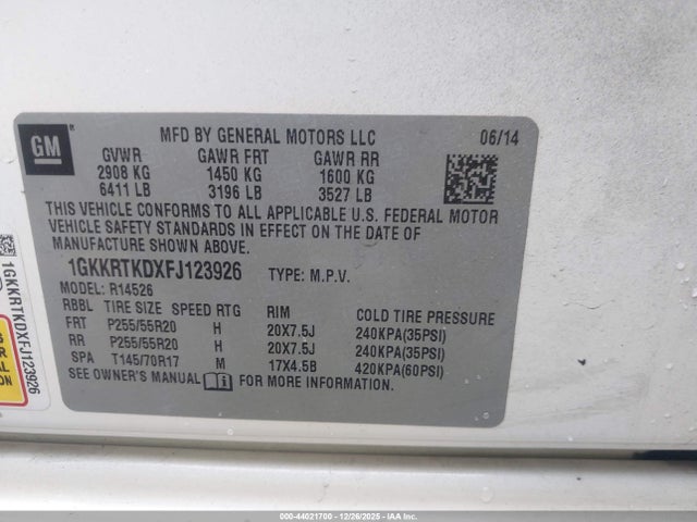 1GKKRTKDXFJ123926 GMC Acadia Denali