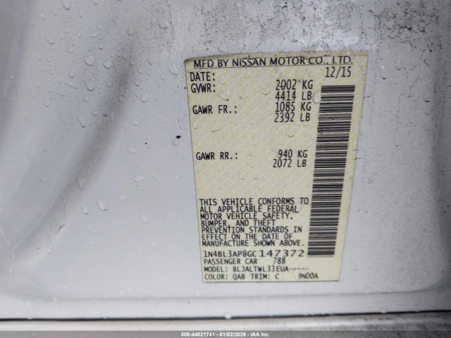 Nissan Altima 3.5 Sl 2016 1N4BL3AP8GC147372 Image 9