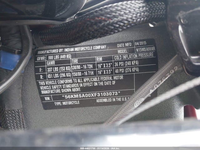 2015 INDIAN MOTORCYCLE CO. SCOUT 56KMSA00XF3103073 Photo 9