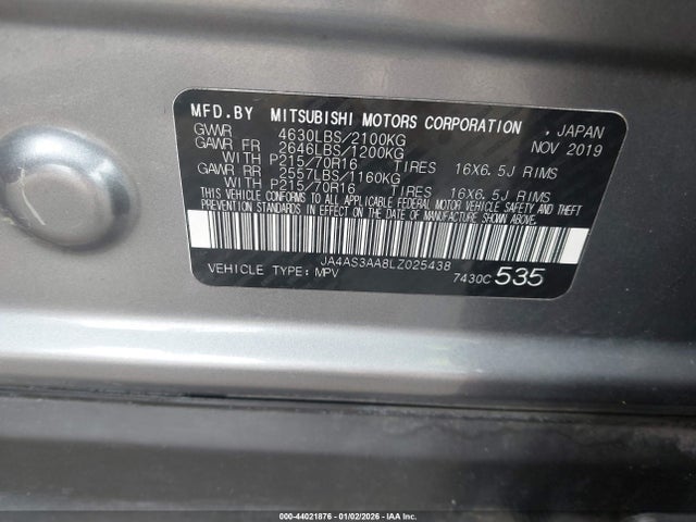 2020 MITSUBISHI ECLIPSE CROSS JA4AS3AA8LZ025438 Photo 8