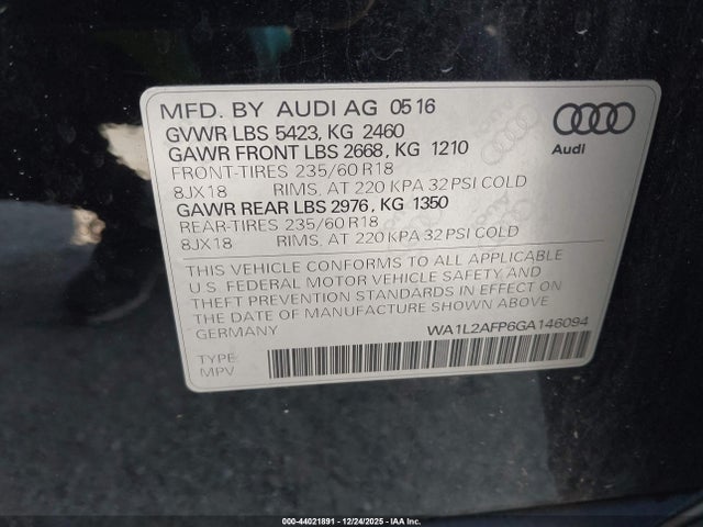 2016 AUDI Q5 WA1L2AFP6GA146094 Photo 8