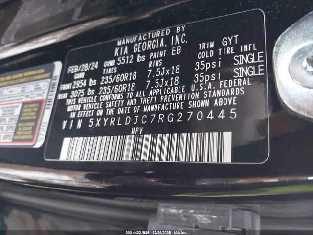 5XYRLDJC7RG270445 KIA SORENTO S