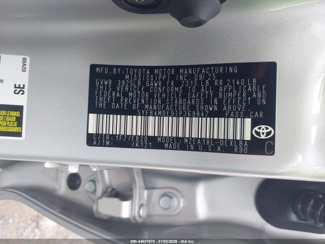 Toyota COROLLA LE 2026 5YFB4MDE9TP369847 Image 9