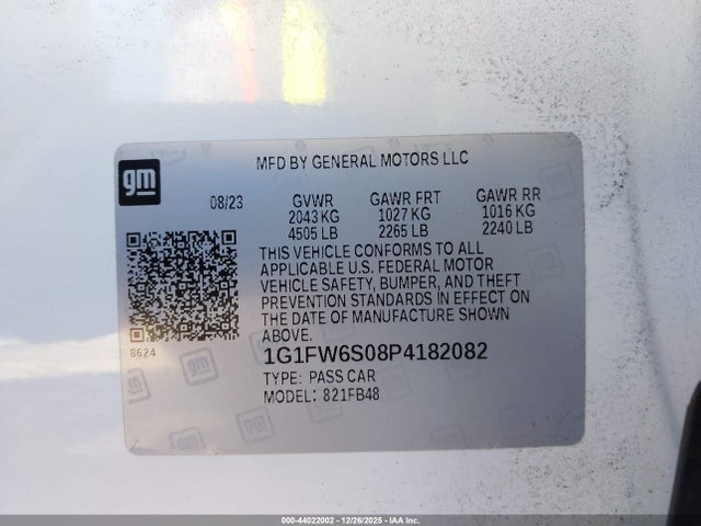 1G1FW6S08P4182082 Chevrolet Bolt Ev Fwd 1lt
