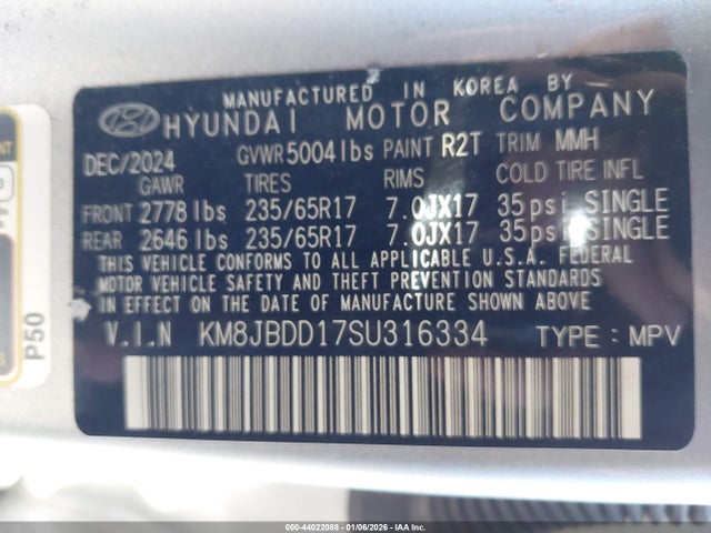 KM8JBDD17SU316334 Hyundai Tucson Hybrid Blue