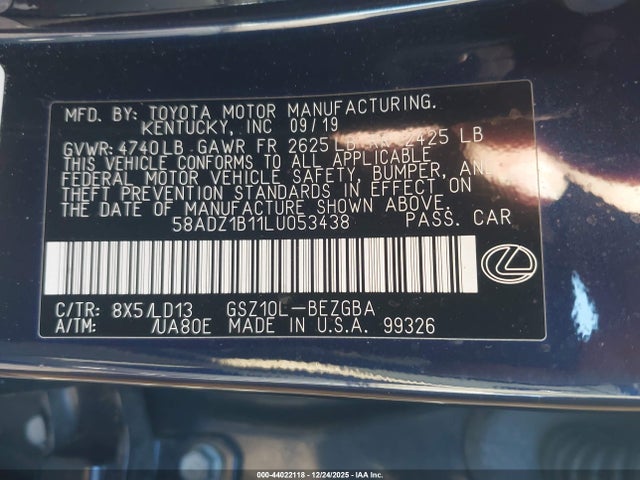 2020 LEXUS ES 350 58ADZ1B11LU053438 Photo 8