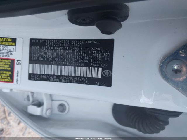 2020 TOYOTA CAMRY 4T1C11AK8LU995426 Photo 8