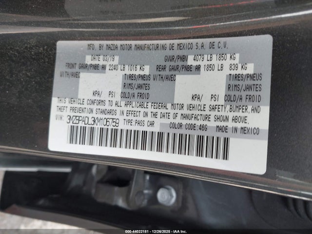 Mazda Mazda3 Preferred Package 2019 3MZBPADL3KM106759 Image 9
