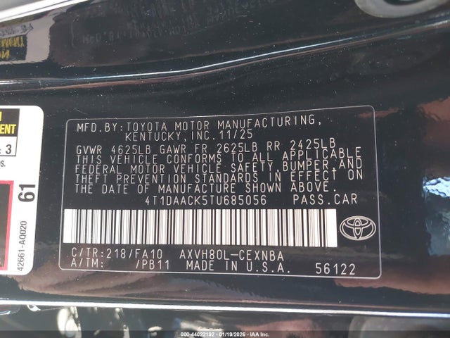 Toyota CAMRY LE 2026 4T1DAACK5TU685056 Image 9