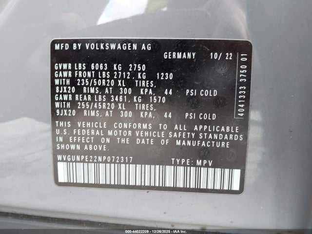 Volkswagen Id.4 Awd Pro S 2022 WVGUNPE22NP072317 Image 9