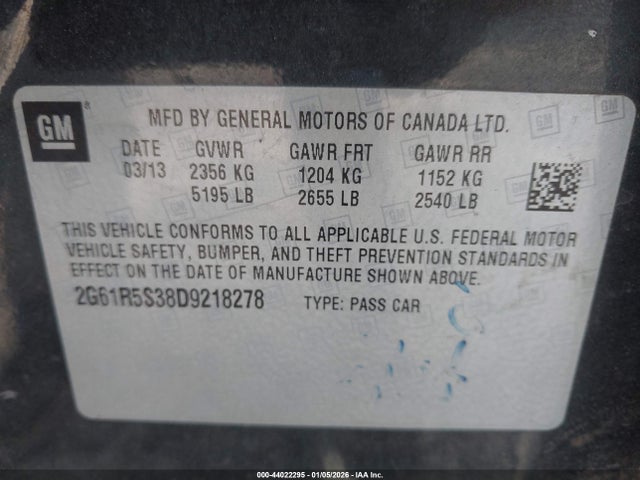 2013 CADILLAC XTS 2G61R5S38D9218278 Photo 8