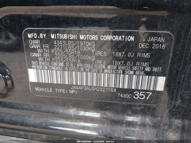 2017 MITSUBISHI OUTLANDER SPORT JA4AP3AU0HZ027154 Photo 8