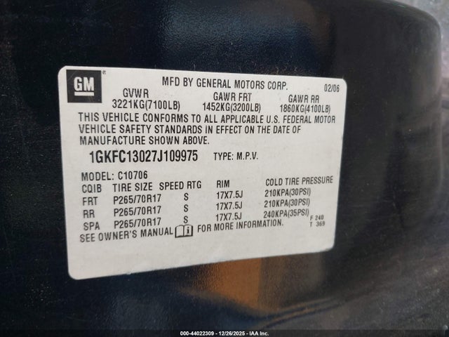 2007 GMC YUKON 1GKFC13027J109975 Photo 8