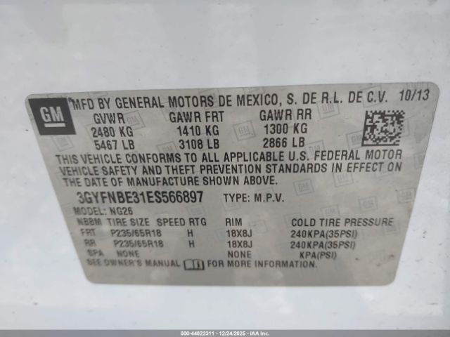 2014 CADILLAC SRX 3GYFNBE31ES566897 Photo 8