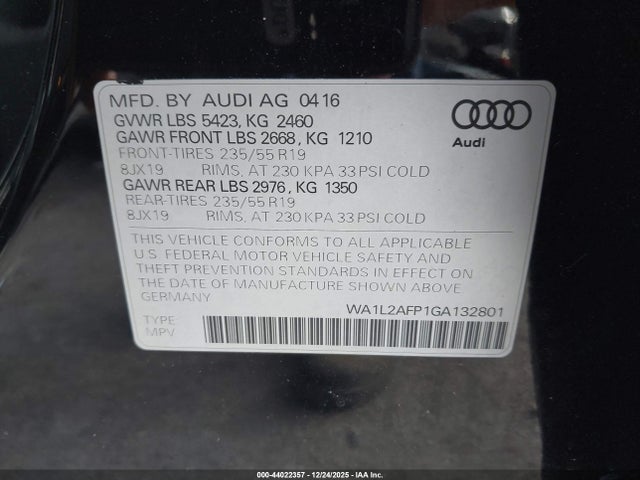 2016 AUDI Q5 WA1L2AFP1GA132801 Photo 8