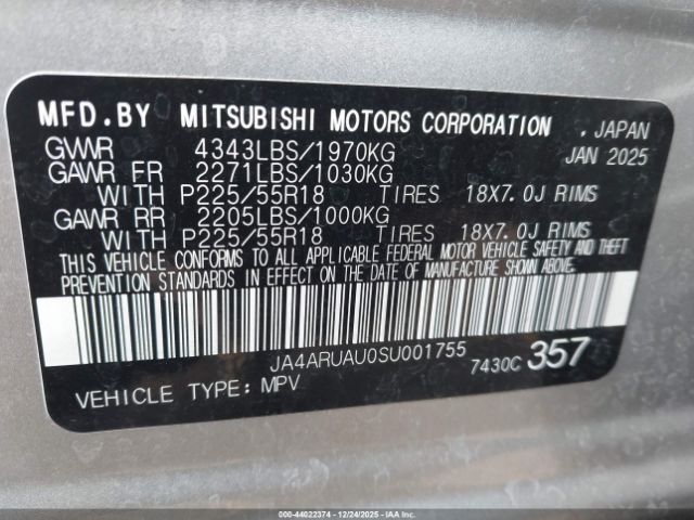 2025 MITSUBISHI OUTLANDER SPORT JA4ARUAU0SU001755 Photo 8