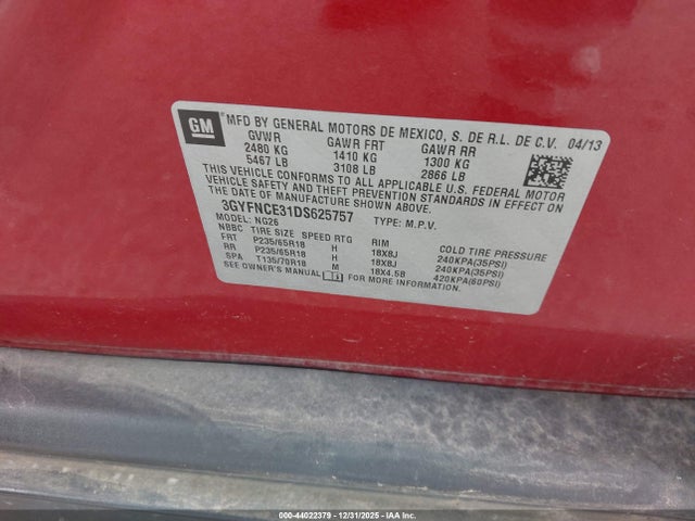 2013 CADILLAC SRX 3GYFNCE31DS625757 Photo 8