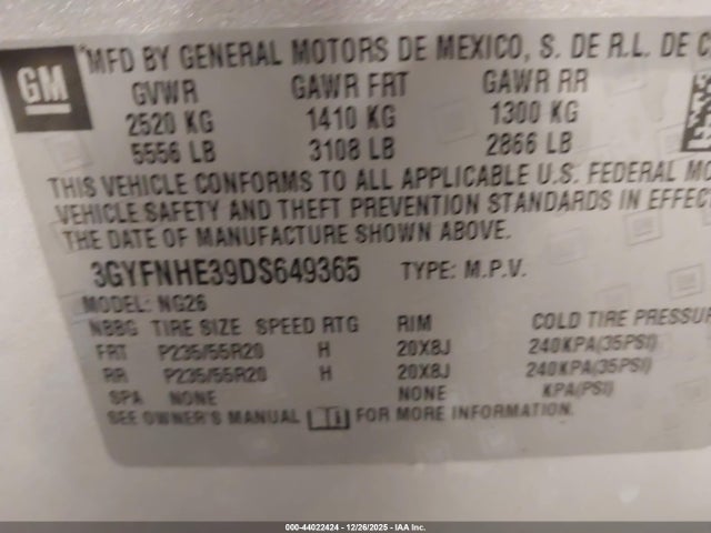 2013 CADILLAC SRX 3GYFNHE39DS649365 Photo 8