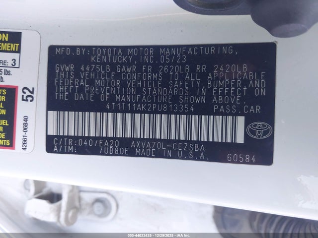 4T1T11AK2PU813354 Toyota CAMRY SE