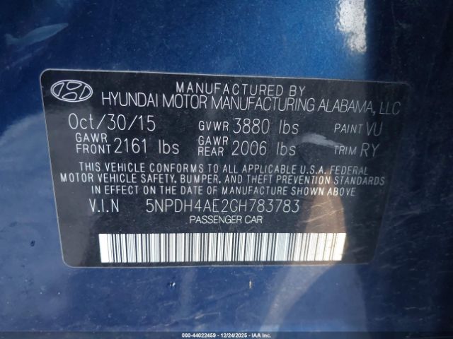 2016 HYUNDAI ELANTRA 5NPDH4AE2GH783783 Photo 8