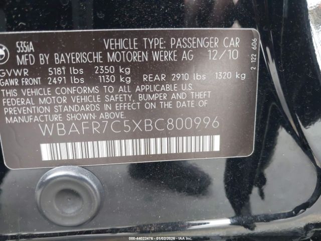 2011 BMW 535I WBAFR7C5XBC800996 Photo 8