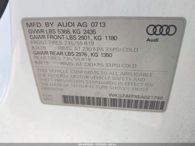 2014 AUDI Q5 WA1LFAFPXEA021746 Photo 8