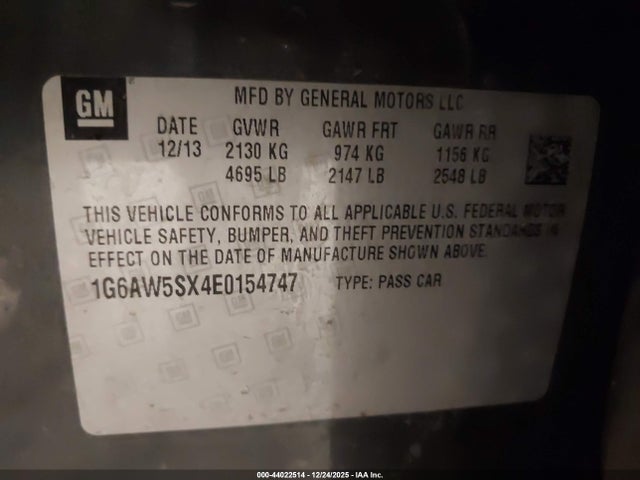 2014 CADILLAC CTS 1G6AW5SX4E0154747 Photo 8