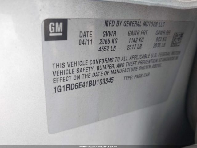 2011 CHEVROLET VOLT 1G1RD6E41BU103345 Photo 8