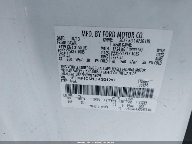 2013 FORD F-150 1FTMF1CM1DKG31287 Photo 8