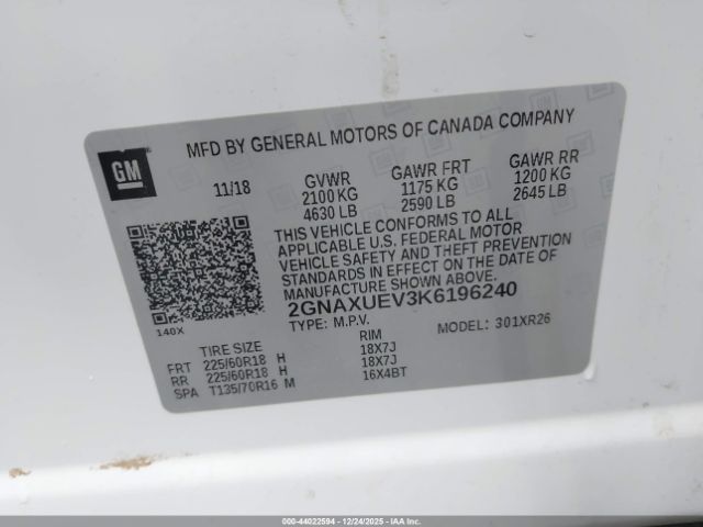 2019 CHEVROLET EQUINOX 2GNAXUEV3K6196240 Photo 8
