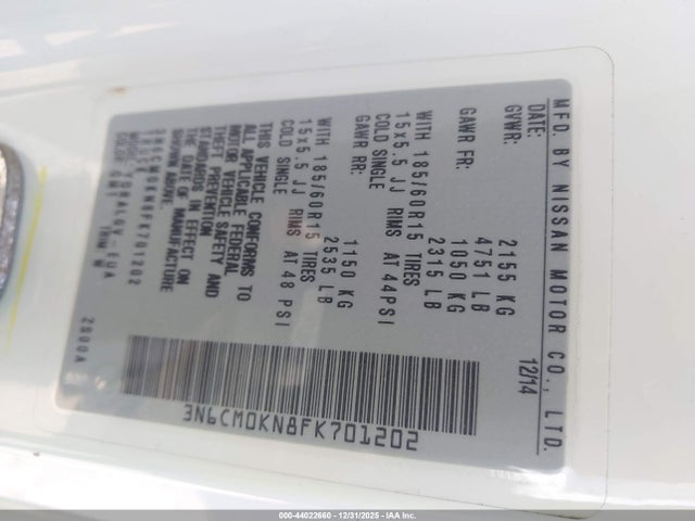Nissan NV200 SV 2015 3N6CM0KN8FK701202 Image 9