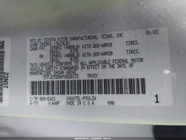 2023 TOYOTA TUNDRA HYBRID 5TFJC5DB6PX020372 Photo 8