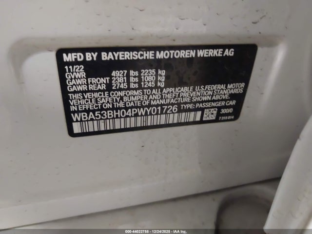 WBA53BH04PWY01726 BMW 530 I