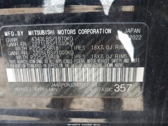 2022 MITSUBISHI OUTLANDER SPORT JA4APUAU2NU013108 Photo 8