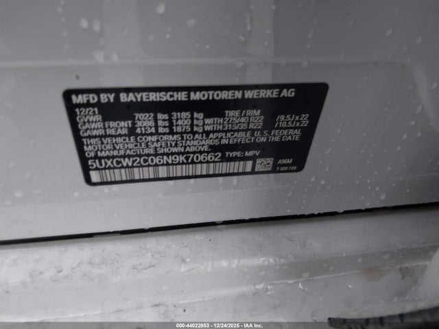 2022 BMW X7 5UXCW2C06N9K70662 Photo 8