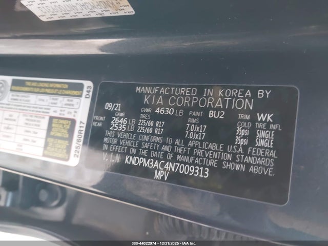 KNDPM3AC4N7009313 KIA Sportage Lx