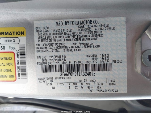 2014 FORD FUSION 3FA6P0H91ER324015 Photo 8