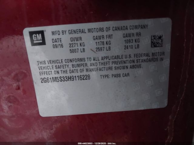 2017 CADILLAC XTS 2G61M5S33H9116228 Photo 8