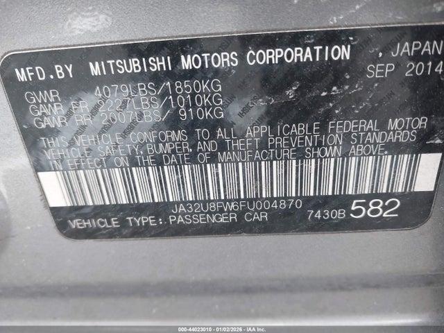 2015 MITSUBISHI LANCER JA32U8FW6FU004870 Photo 8