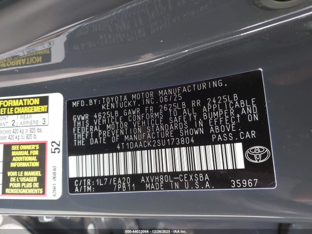 2025 TOYOTA CAMRY 4T1DAACK2SU173804 Photo 8