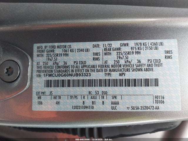 2022 FORD ESCAPE 1FMCU0G60NUB93323 Photo 8