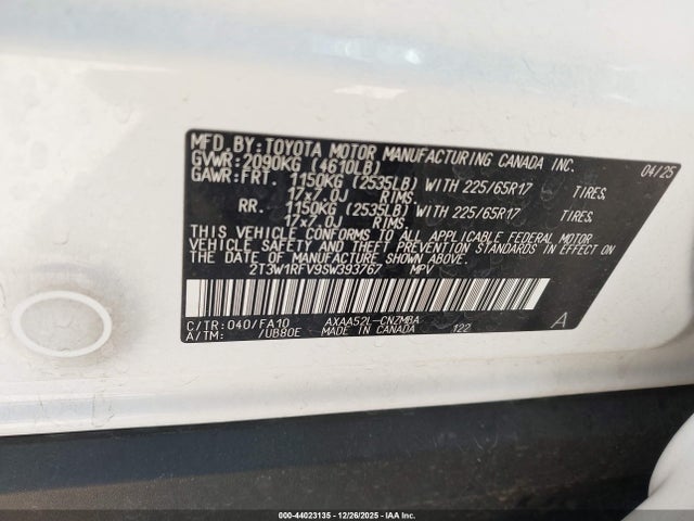 2T3W1RFV9SW393767 Toyota Rav4 Xle