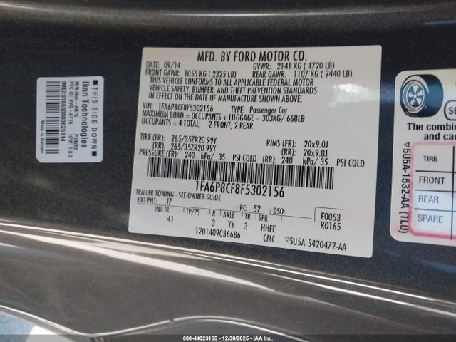 Ford Mustang Gt Premium 2015 1FA6P8CF8F5302156 Image 9