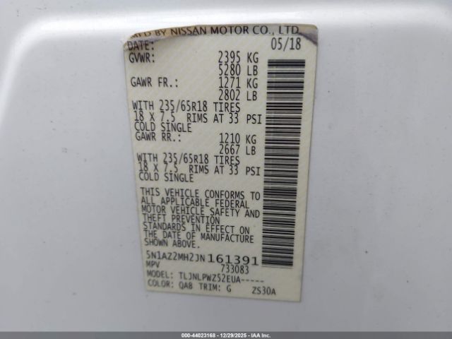2018 NISSAN MURANO 5N1AZ2MH2JN161391 Photo 8