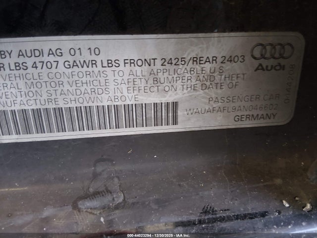2010 AUDI A4 WAUAFAFL9AN046602 Photo 8