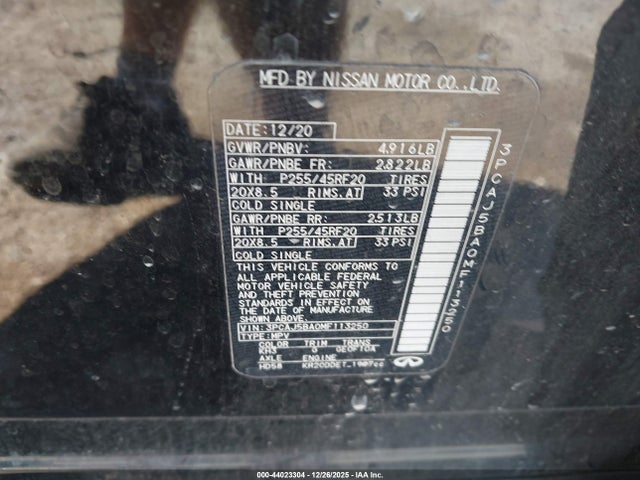 Aukcja sprzedaży 2021 Infiniti Qx50 Luxe, vin: 3PCAJ5BA0MF113250, numer aukcji: 44023304