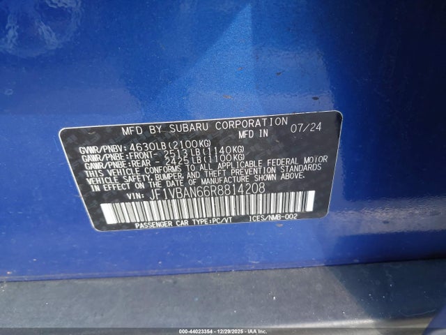 JF1VBAN66R8814208 Subaru Wrx Limited