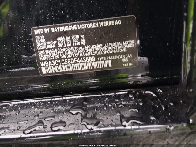 2013 Bmw 328i მანქანა იყიდება აუქციონზე, vin: WBA3C1C58DF443689, აუქციონის ნომერი: 44023362