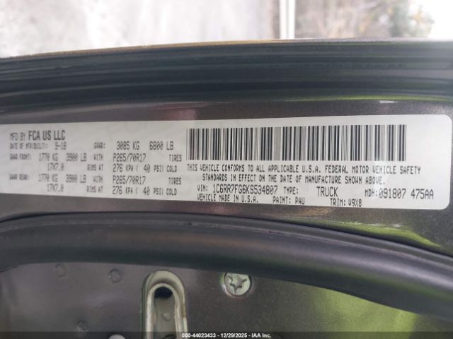 2019 RAM 1500 CLASSIC 1C6RR7FG6KS534807 Photo 8