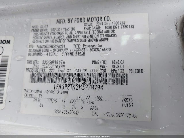 Ford Mustang Ecoboost 2017 1FA6P8TH2H5278294 Image 9